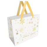 Пакет подарочный 23*18*10см MESHU "Gold snowflake", фольга, матовая ламинация
