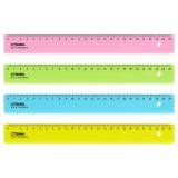 Линейка 25см СТАММ, пластиковая, прозрачная, неоновые цвета, ассорти