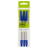 Ручка шариковая СТАММ "Оптима" 3шт., синие, 1,0мм, пакет с европодвесом