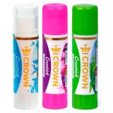 Клей-карандаш Crown, 08г, ПВП, 3шт., ассорти (Crystal+Expert+Indicator), пакет ПВХ