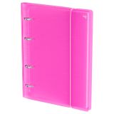 Тетрадь на кольцах А5, 120л., BG "Неон", пластиковая обложка, розовый, с резинкой