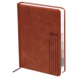 Ежедневник датированный 2026г., А5, 176л., твердый переплет, BG "Vesper Index. Brown", коричневый, блок с индексной вырубкой
