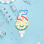 Свеча для торта с держателем MESHU "Цифра 5", 8,5см, блистер
