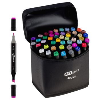 Набор двусторонних маркеров для скетчинга ArtSpace 48цв., основные цвета, пулевид./скош.