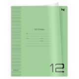 Тетрадь 12л., частая косая линия BG "Однотонный. Зеленый", пластиковая прозрачная обложка