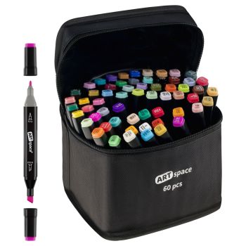 Набор двусторонних маркеров для скетчинга ArtSpace 60цв., основные цвета, пулевид./скош.