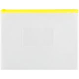 Папка-конверт на zip-молнии OfficeSpace А4, полипропилен, 150мкм, прозрачная, карман, молния желтая