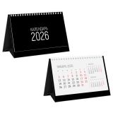 Календарь-домик настольный, твердая подложка, 180*110 мм BG "Black", на гребне, 2026г.