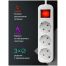 Удлинитель Defender S330, 3 розетки, с заземлением, выключатель, 3м, белый