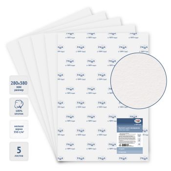 Бумага для акварели, 5л., 280*380мм, Гамма 