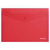 Папка-конверт на кнопке Berlingo "Soft Touch", А4, 200мкм, софт-тач, коралловая