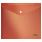Папка-конверт на кнопке СТАММ "Сияние" А5+, 180мкм, пластик, непрозрачная, оранжевый