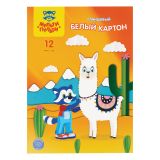 Картон белый А4, Мульти-Пульти, 12 л., мелованный, в папке, "Приключения Енота"